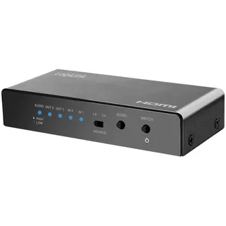 Logilink HDMI-Switch, 2x2-Port, bidirekt, 4K/60 Hz, EDID, HDCP, HDR, Downscaler, Switch Box