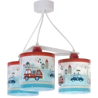 Dalber kinderlampe Pendelleuchte Hängelampe 3 Lichter Police Autos Polizei, Blau