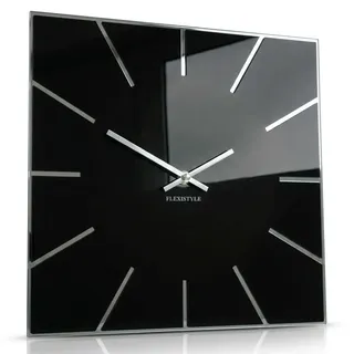 FLEXISTYLE Wanduhr 30cm modern schwarz leise große Wanduhren Design küchenuhr Wand Uhr wanduhr groß wanduhr schwarz wall Clock Badezimmer stilvoll Wohnzimmer