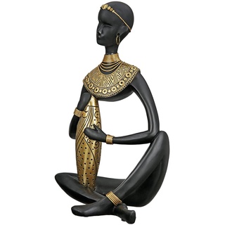 GILDE Deko Figur Skulptur aus Kunstharz - afrikanische Dekoration Safari - Farbe: schwarz Gold - Höhe 32,5 cm