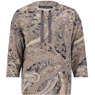 Sweatshirt BETTY BARCLAY "Sweatshirt mit hohem Kragen", Damen, Gr. 38, grau (grau, beige), Obermaterial: 72% Viskose CV. 24% Polyester PES. 4% Elasthan EL., Sweatshirts Sweatshirt