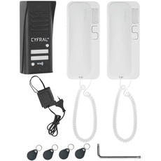 Cyfral Türsprechanlage Gegensprechanlage Cosmo R 2 mit 2-Draht-Anschluss, RFID Leser integriert, Set für Zwei Familie