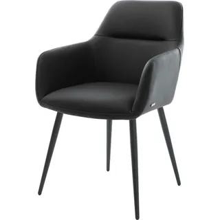 DeLife Esszimmerstuhl Pejo-Flex Echt-Leder Schwarz 4-Fuß konisch Schwarz Taschenfederkern, Esszimmerstühle