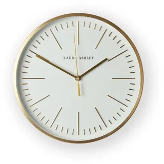 Laura Ashley Wanduhr Glenn , Goldfarben, Weiß , Glas, Metall, Kunststoff , Uni , Rund , 30.5x1x30.5 cm , Dekoration, Uhren, Wanduhren