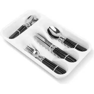 Besteckset - 4-Personen-Besteck - (16-teilig) - Bestecksets - Inkl. Besteckkasten für Schublade - Edelstahl - Schwarz