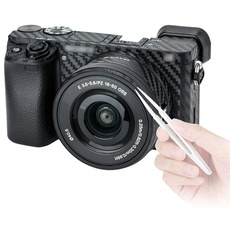 KIWIFOTOS Anti-Kratz-Schutz-Aufkleber für Sony Alpha A6400 A6300 Kamera + 16-50 mm Objektiv rutschfeste Kohlefaser Muster Abdeckung Folie
