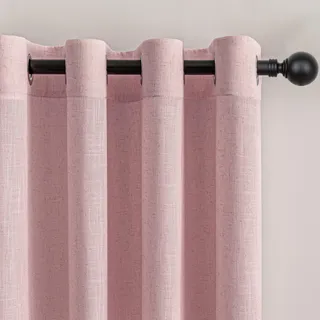 Vorhänge Gardinen Rosa mit Ösen 245 Lang-Vorhang Leinen für Kinderzimmer Mädchen Babyzimmer Wohnzimmer Modern Schlafzimmer Gardine Halbtransparent Boho Scheibengardinen Vorhangschals 2er set