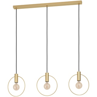 EGLO Manizales, 3 flammige Hängelampe minimalistisch, elegant, Hängeleuchte aus Metall in Messing, Esstischlampe, Wohnzimmerlampe hängend mit E27 Fassung