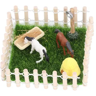 Maßstab 1:12, Zaun, Pferdestall, Modell, Puppenhaus, Miniatur-Ranch, dekorative Rennbahn, kleine Scheune, Spielzeug, Holzfarbe