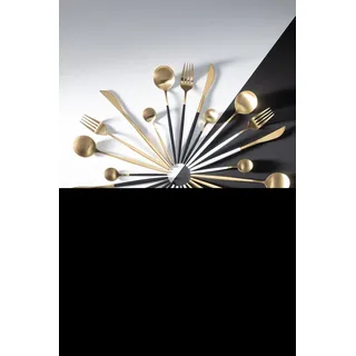 Manahee Design | 24-teiliges Besteck-Set Edelstahl Matt Gold | 27 x 16 x 6 cm - Gold