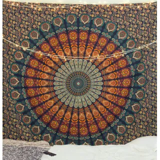 Popular Handicrafts Hippie Mandala Bohemian Psychedelic Intricate Floral Design Indian Magical Thinking Tapisserie 215 x 230 cm Neavy Blue