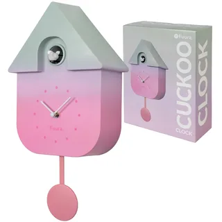 FISURA - Farbverlauf Kuckucksuhr mit Zifferblatt. Wanduhr modern. Kuckuckuhr Schwarzwalduhr. 3 AA-Batterien Nicht enthalten. 21,5x8x41,5. ABS-Kunststoff.