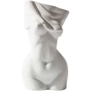 Mila Moya Akte Keramik-Blumenvase, 19 x 10 cm, Weiß
