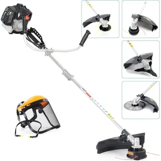 Wiltec 3in1 Benzin Multitool 1,9 kW Gartengerät mit Rasentrimmer, Freischneider und Motorsense, Multigartengerät mit Zubehör für Gartenpflege