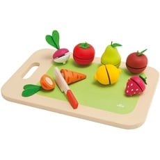 John Adams, Sevi - Chopping Board Fruit & Vegetables Playset: Christmas, Baby Shower, Birthday or Christening Gift for Kids, Wooden & Kids Roleplay Toys, Ages 3+