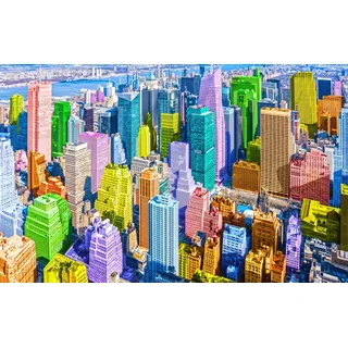 Fototapete PAPERMOON "POP ART-NEW YORK MANHATTAN KUNST SKYLINE STADT FARBIG", bunt, B:2m L:1,49m, Vlies, Tapeten, Fototapete