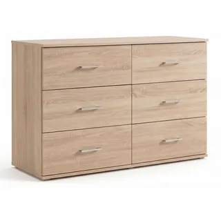 Schubladenkommode Anna Kommode 130x42x82cm Farbe wählbar,Eiche Sägerau - Braun