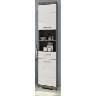inn.furn Shawn Hochschrank 37 x 191 cm Weiß Hochglanz/Grau Holz/Kunststoff