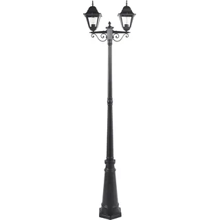 BELIANI Außenlaterne Schwarz aus Aluminium 2 Flammig 2 Lampen Mastleuchte Stehleuchte Außenleuchte Gartenlaterne Outdoor Modernes Design für Garten - Schwarz