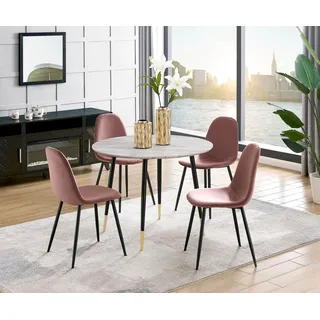 LEONIQUE Esszimmerstuhl Eadwine Polyester rosa 4er Set