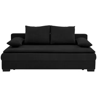 VENDA Schlafsofa Schwarz , 207x94x90 cm Stoffauswahl, Liegefunktion, Rücken echt Kinder- Jugendmöbel, Jugendsofas