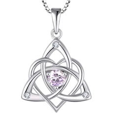 Starchenie Keltischer Knoten Halskette 925 Sterling Silber Herz 3A Geburtsstein Halskette für Damen
