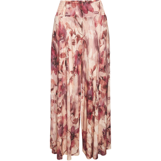 Hosenrock LASCANA "mit extra weitem Bein", Damen, Gr. 36, blau (rosé, bordeaux bedruckt), Jersey, Obermaterial: 100% Viskose, bedruckt, figurumspielend 7/8-Länge, Röcke Hosenrock, mit Blumenprint, Culotte, 7/8-Länge, leichte Sommerhose