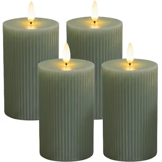 Relaxdays LED Kerzen 4 St. 13 x 7,5 cm Salbei