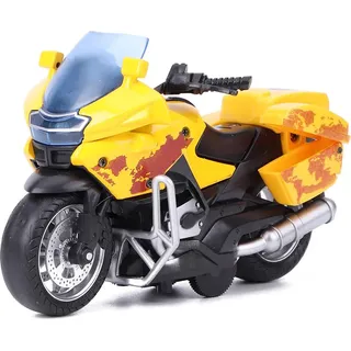 1/14 Legierung Motorrad Modell Spielzeug Simulation Kinder Kind Zurückziehen Fahrzeug mit Licht Sound Effekt (Gelb)