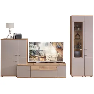 Venda Wohnwand , Grau, Alteiche , Metall , 17 (Vitrine: 13, Kommode: 4) Fächer , 1 Schublade(n) Schubladen , 315x215x53 cm , Goldenes M , erweiterbar, Typenauswahl, individuell planbar, Beimöbel erhältlich, umfangreiches Zubehör erhältlich, in verschiedenen Holzdekoren erhältlich , Wohnzimmer, Wohnwände, Komplette Wohnwände