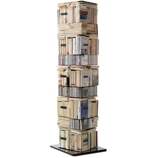 Opinion Ciatti Bücher- und CD-Säule Ptolomeo X4 silber, Designer Bruno Rainaldi, 52x197x52 cm