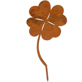 MM Steel Styles Edelrost Kleeblatt Gartenstecker-einfach einsteckbare Rostdeko aus hochwertigem Cortenstahl für Garten, Terrasse - Gartendeko rost