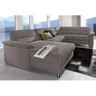 sit&more Wohnlandschaft »Top Ascara U-Form« inklusive Boxspring/Federkern-Polsterung, wahlweise mit Bettfunktion, grau,