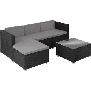 Tectake Lignano Rattan Lounge für 3-4 Personen schwarz