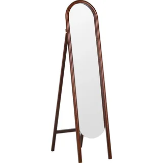 BELIANI Standspiegel Dunkelbraun Paulowniaholz 30 x 150 cm mit Rahmen Oval Klappbar Rustikal Ganzkörper für Ecke Schlafzimmer Garderobe Bad Wohnzimmer - Braun