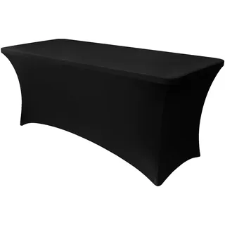 Obstal 180 cm Stretch-Husse für Standard-Klapptische, Universal-Tischabdeckung, rechteckig, Schutz für Hochzeit, Bankett, Party, Schwarz, ca. 183 cm Länge x 76 cm Breite x 76 cm Höhe