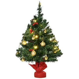 Mini-Künstlicher Weihnachtsbaum, LED-Lichter, Dekorative Kugeln, Grün, 0.6M