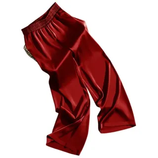 Wide Leg Hose Damen, Damen-Satin-Hose Mit Weitem Bein Modische Schlichte Elastische Palazzo-Hose Mit Hoher Taille Elegante Locker Geschnittene Hose Lässige Bürohose Straight Leg Pants Bottoms