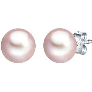 Valero Pearls Damen-Ohrstecker Hochwertige Süßwasser-Zuchtperlenca. 7 mm Button Fliederfarben 925 Sterling Silber - Perlenohrstecker mit echten Perlen