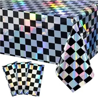 Dremisland 3 Stück Party Einweg Tischdecke 137x274cm Schwarz Bunt Glitzer Tischdecke Plastik Wasserdicht Fleckschutz Rechteckig Tischdecken Geburtstag Kulisse Dekorationen für Kindergeburtstag Party