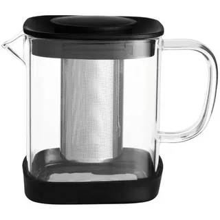 Teekanne quadratisch mit Teesieb 1 l , Schwarz , Glas , Geschirr, Kannen & Karaffen, Teekannen