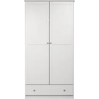 Home affaire Kleiderschrank »Delsbo Garderobenschrank Wäscheschrank Schlafzimmer Massivholz« Bestseller Schrank in Landhaus Design, 1 Stk. tlg. Drehtürenschrank aus Kiefernholz - mit Schublade und Kleiderstange, weiß