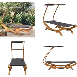 vidaXL Loungebett mit Dach 100x190x134 cm Bugholz Massiv Anthrazit - Loungebett - Loungebetten - Outdoor Lounge Bett - Outdoor Bett - Grau