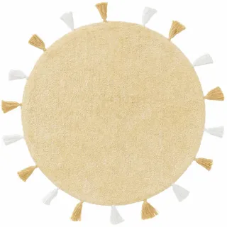 Lytte Kinderteppich waschbar Malu Gelb ø 100 cm rund , Textil , Beton Optik , Rund , 100x100 cm , Oeko-Tex® Standard 100 , für Fußbodenheizung geeignet , Teppiche und Böden, Teppiche, Kinderteppiche
