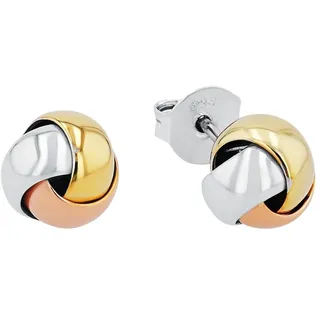 Amor Paar Ohrstecker Knoten Tricolor 925 Silber teilvergoldet 0.7 cm - 526470