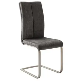 MCA Furniture Hudson Freischwinger Vintage-Veloursoptik grau 4er Set