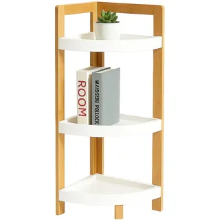 Relaxdays Bambus Eckregal mit Ablagen - Hellbraun