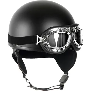 Mil-Tec Oldtimer, Halbschalenhelm - Matt-Schwarz - XL