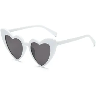 Vintage Love Heart Sonnenbrille für Damen UV400 Schutzbrille Outdoor (Weiß)