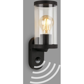 Briloner - Außenlampe mit Bewegungsmelder, Außenwandleuchte, Dämmerungssensor, IP44, E27, Schwarz, 270x95x115 mm (LxBxH), 3628-015